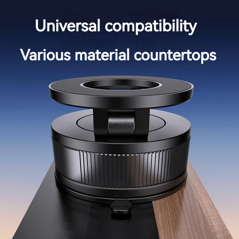 Foldable and Rotatable Metal Vacuum Suction Magnetic Car Holder Suitable for Kitchen Bath Gym Compatible with All Mobile Phones