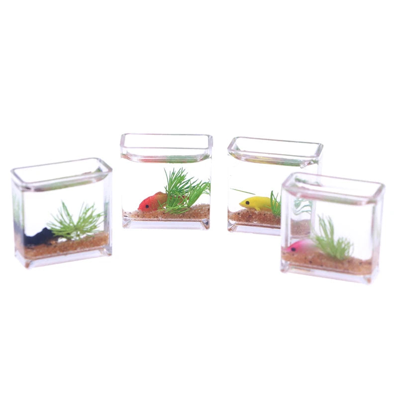 1Pc 1:12 Dollhouse Miniature Fish Tank Simulation Aquarium Home Decor Toy Doll House Accessories