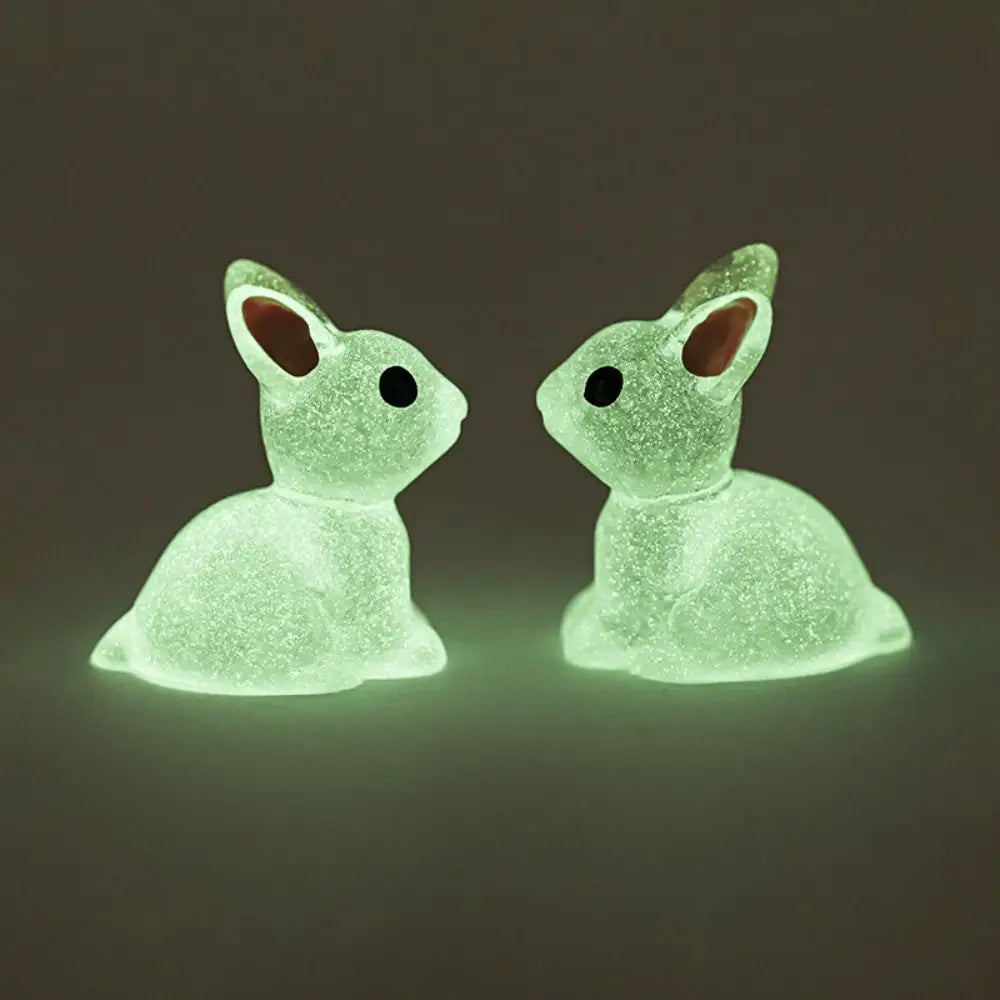 1PC DIY Cute Luminous Bunnies Microlandscape Gardening New Mini Rabbit Ornaments Home Decor Fairy Miniature Figurines