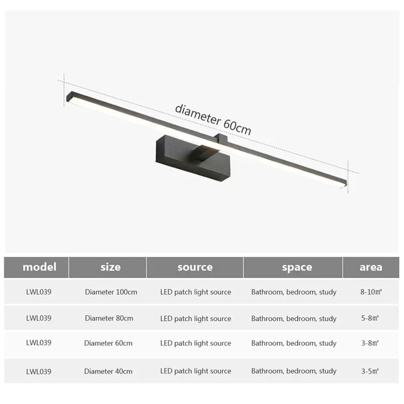 DINDALLED LED Bathroom Mirror Light, Modern Wall Sconce for Vanity Bedroom, Aluminum Home Decoration Line Lamp Fixture