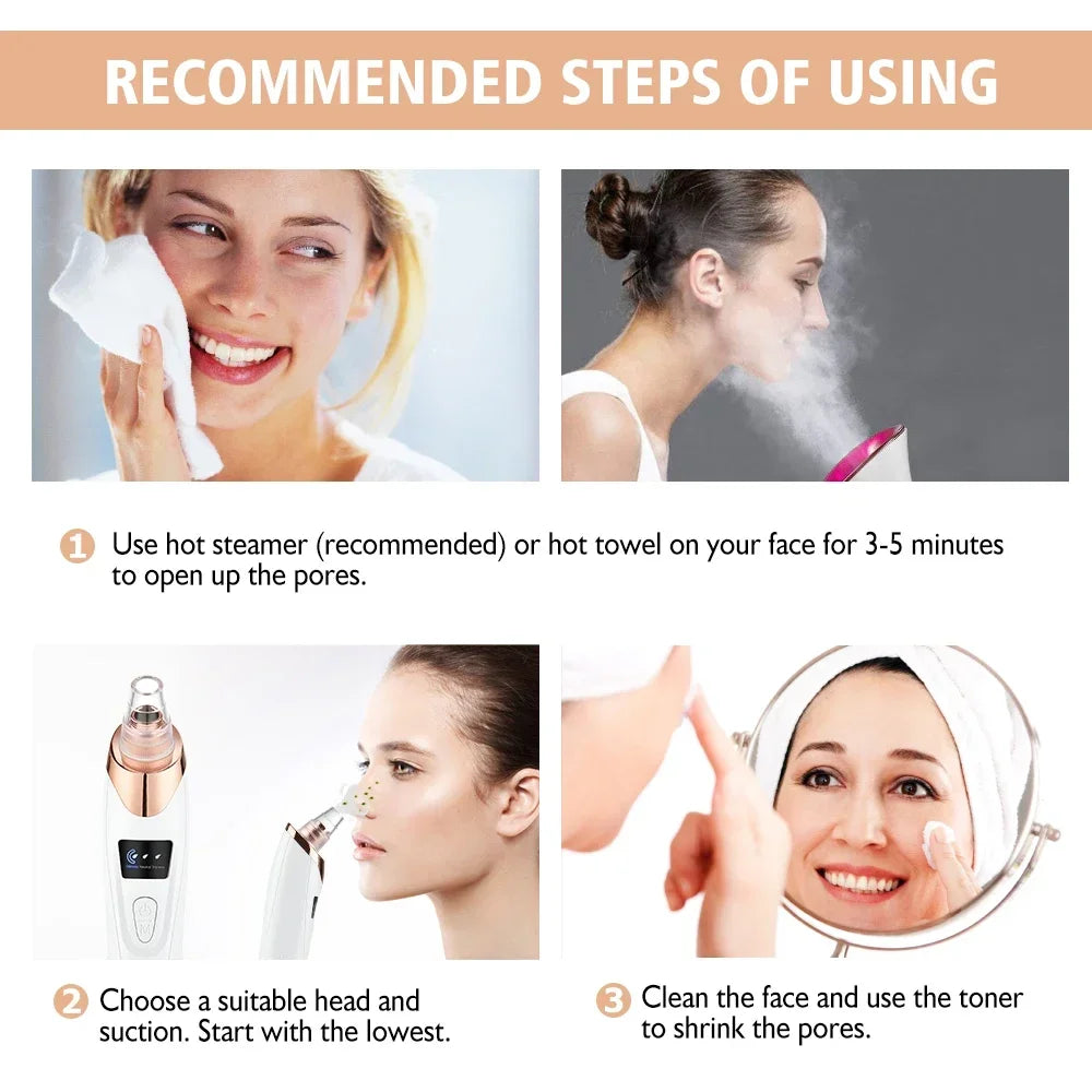 Electric Blackhead Remover Vacuum Suction USB Facial Pore Cleaner Spot Acne Pimple Black Head Extractor Face Clean Skin Care