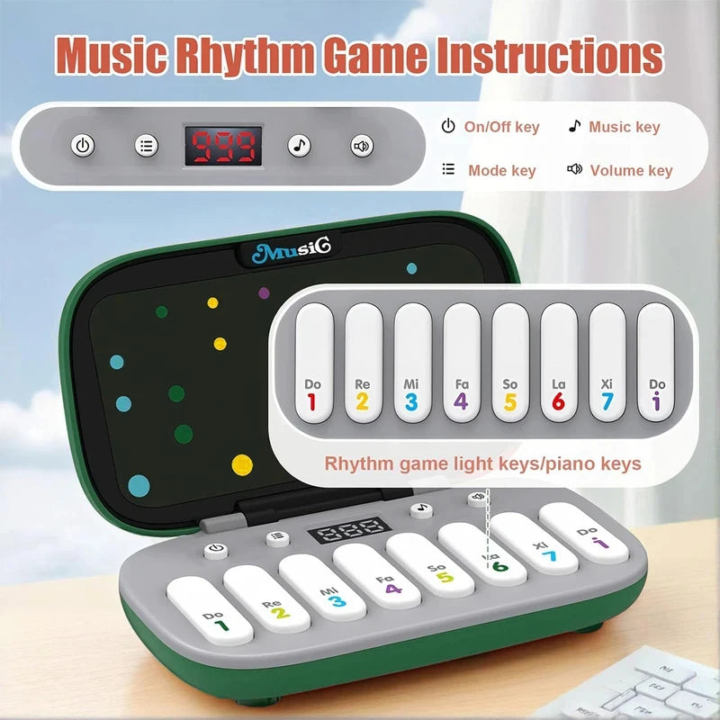 Electronic Music Rhythm Puzzle Game Machine Light Up Sensory Fast Push Organ Montessori Educational Travel Toy