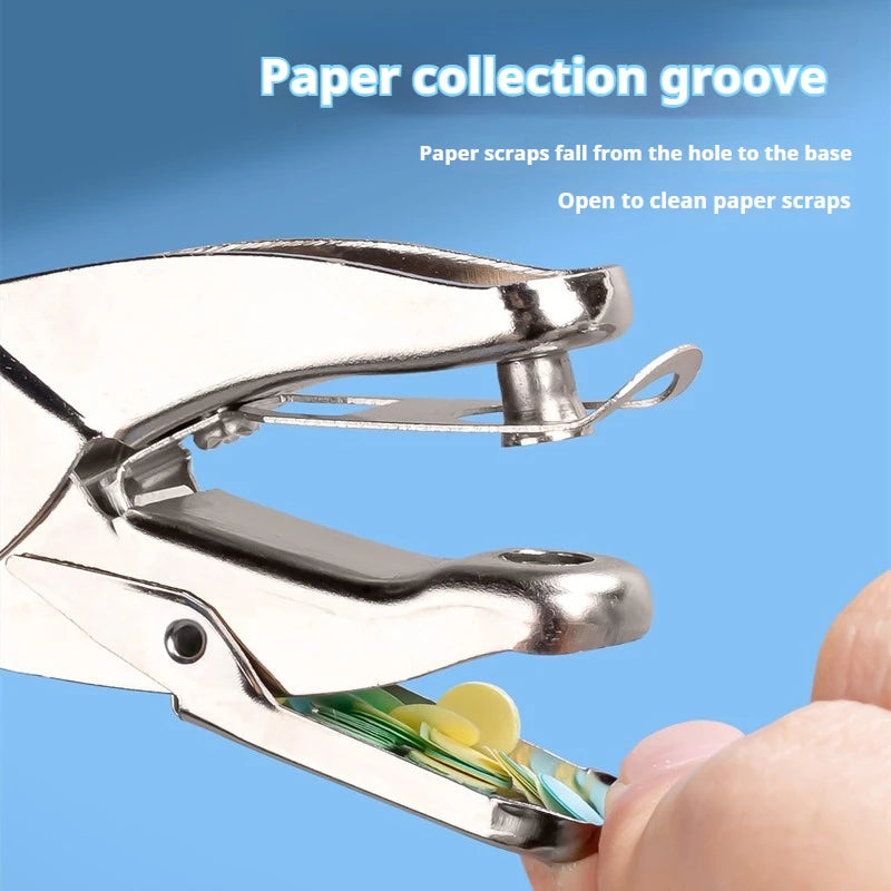 Single Hole Punch 8 Sheet Capacity 1.5/3/6 mm Diameter Hole Puncher Hand Paper Scrapbooking Punches for Office School Supplies