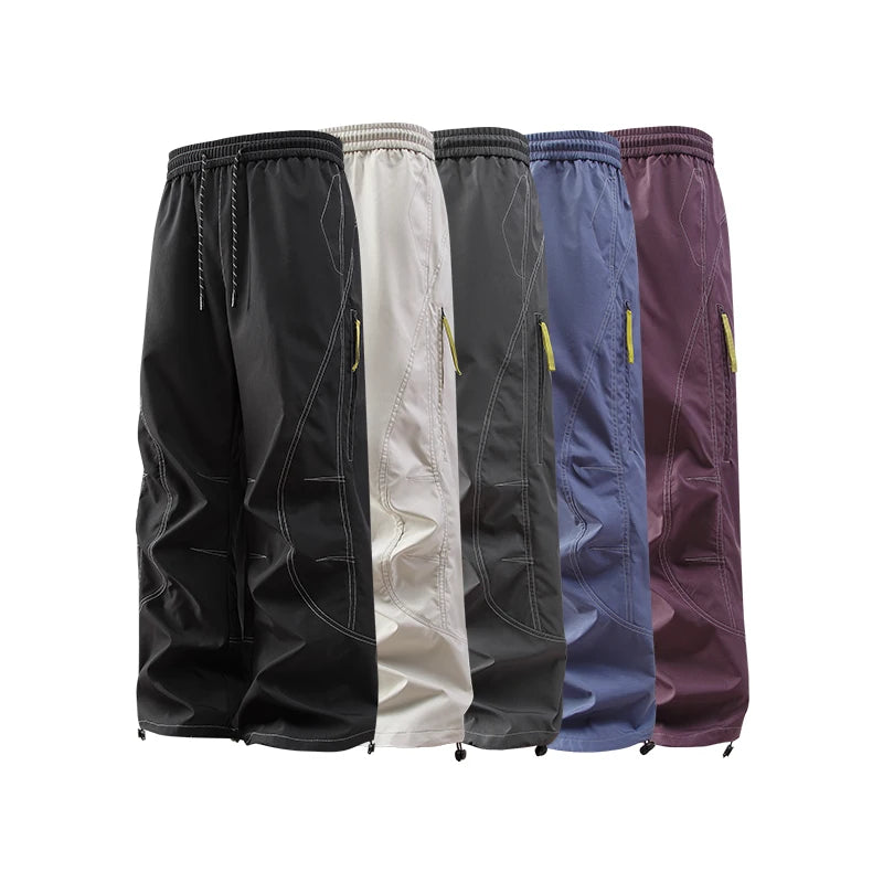 Men's Y2K Parachute Pants Streetwear Contrast Stitch Wide Leg