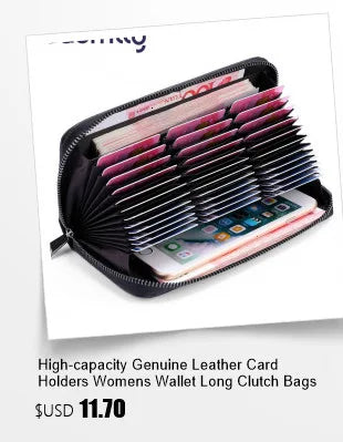 RFID Wallet for Women  Genuine Leather Female Travel Purse Zipper  Women's Wallet 36 Card Holder мини кошелек жен