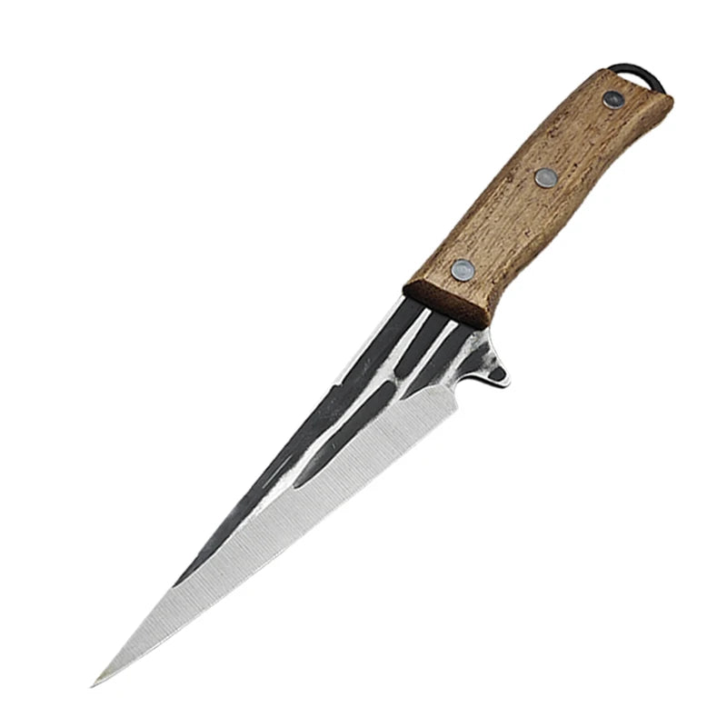 Stainless Steel Boning Knife Forged Kitchen Meat Cleaver Chef Knife Full Tang Butcher Knife Fish Knife with Wood Handle Tools