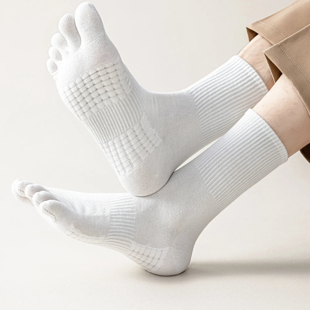 3 Pairs Five Finger Socks Men Anti-slip Sports Athletic Crew Socks Men High Quality Cotton Toe Socks Basketball Middle Tube