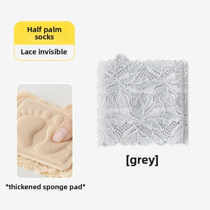 Summer Thin Lace Invisible Socks Split Toe Forefoot Socks for Women High Heel Slippers Shoes Breathable Lace Socks for Halloween