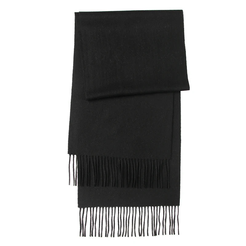 LONGMING 100% Merino Wool Knitted Shawl New Women Autumn Fashion Classic Plaid Solid Scarf Winter Warm Knottable Muffler for Man