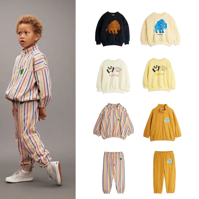 Kids Clothes Set 2025 Autumn Winter MR Rodini Boys Girls Sweatshirt Pants Ins Baby Cotton Sports Top Trousers Children T Shirt