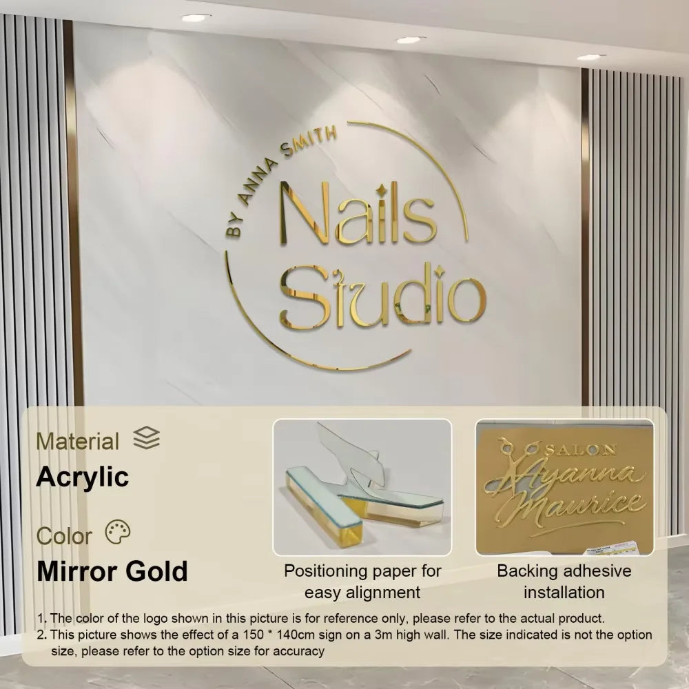 Customized 3D Business Logo Sign Laser Cut Acrylic Wall Mounted Name Sign Beauty Salon/Office/Shop/Home/Dental/SPA Decor