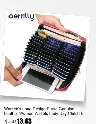 RFID Wallet for Women  Genuine Leather Female Travel Purse Zipper  Women's Wallet 36 Card Holder мини кошелек жен