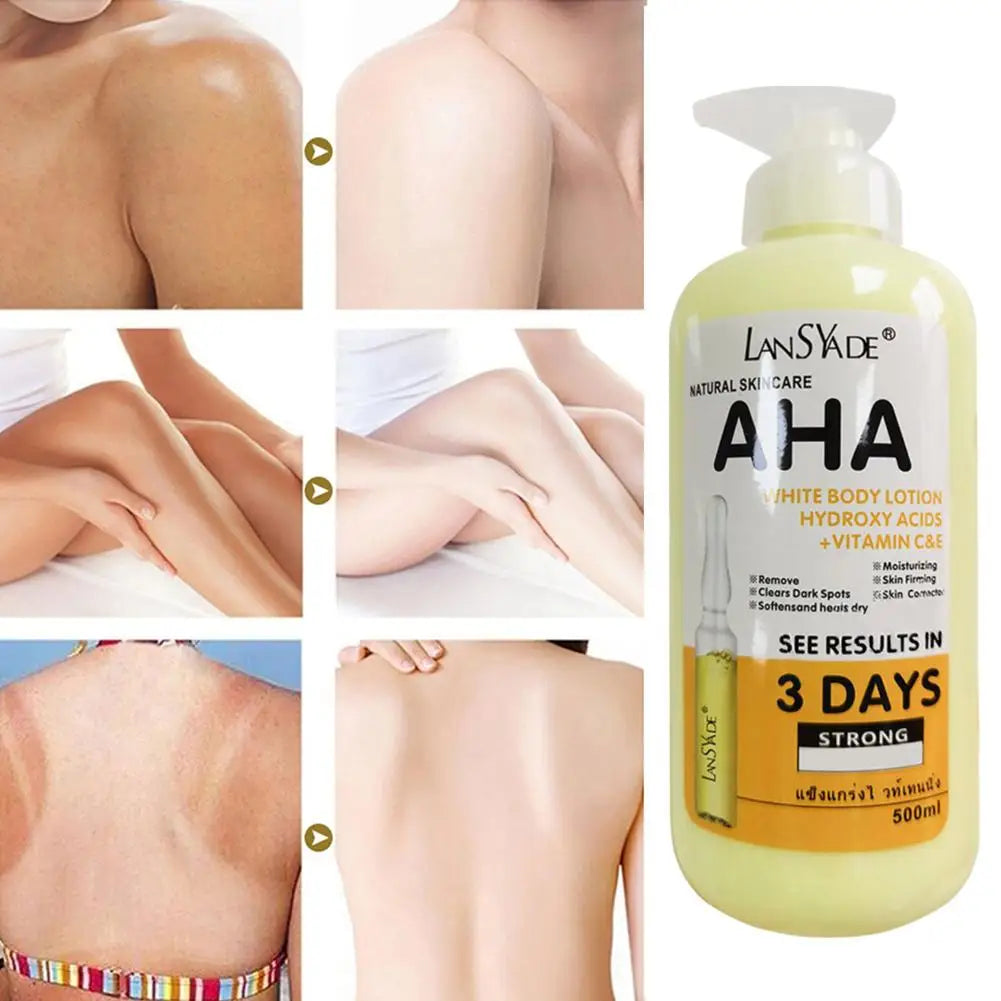 500ml Vitamin C Body Cream Whitening Hydroxy Acids VE Remove Acne Marks Deep Moisturizing Lightening Body Lotion Skin Care
