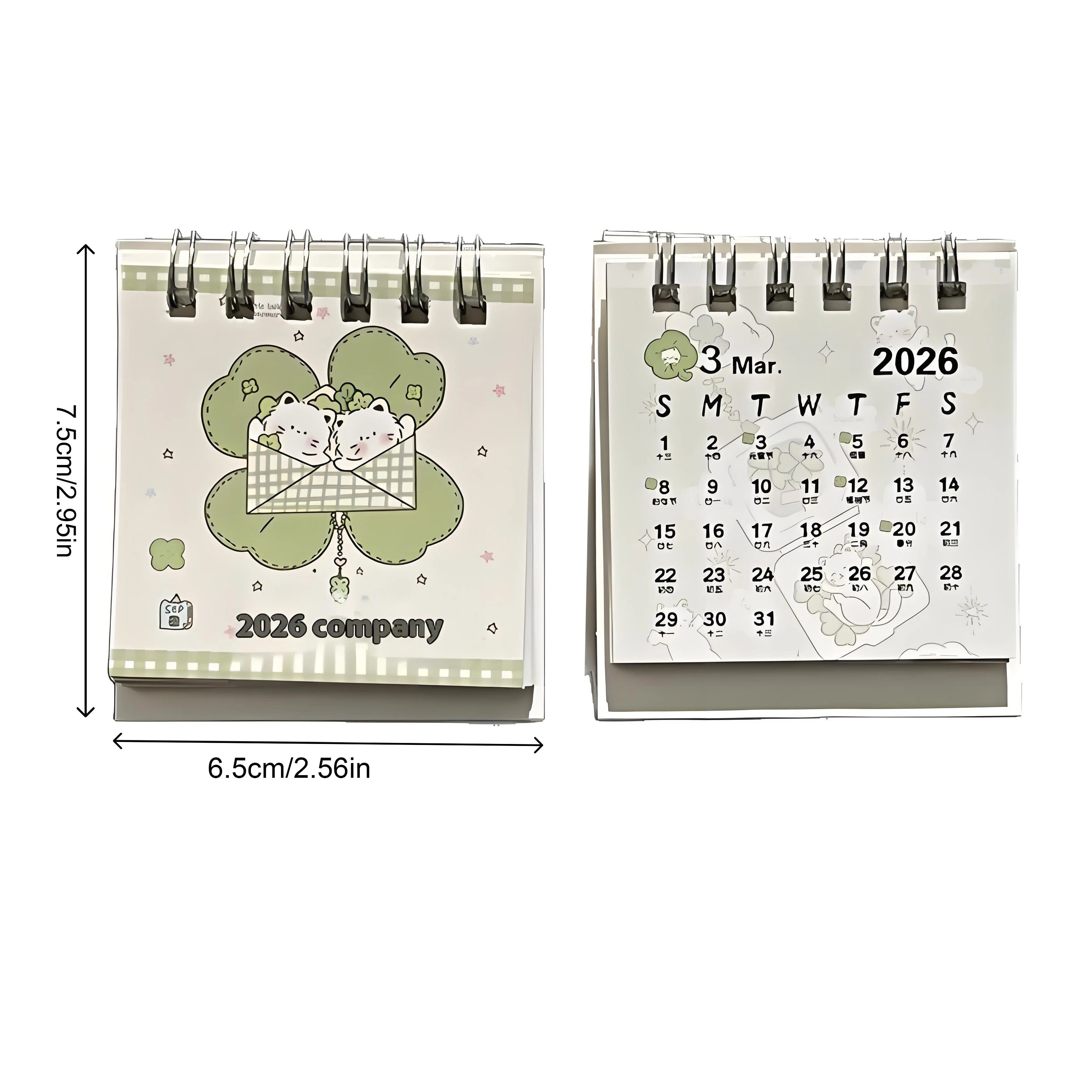Lucky Cat Themed 2026 Mini Desktop Calendar Ins Style Decoration For Students Office Desk Organizer Cute Schedule Planner