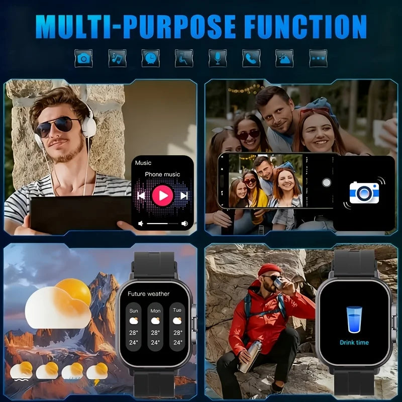 2-in-1 Smart Watch with Hidden Wireless Earbuds Compatible for