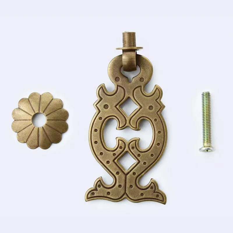 Vintage Fish Shape Small Brass Cabinet Knobs And Handles Handmade Ring Pull Drop Closet Drawer Door Furniture handles
