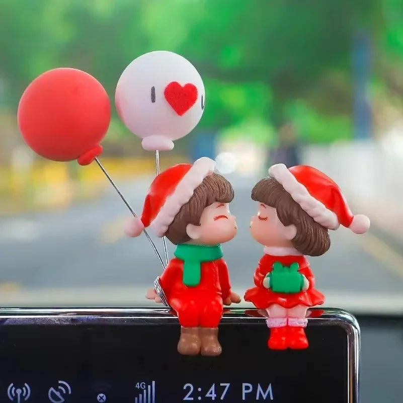 Car Decoration Cute Cartoon Balloon Couples Action Figure Figurines