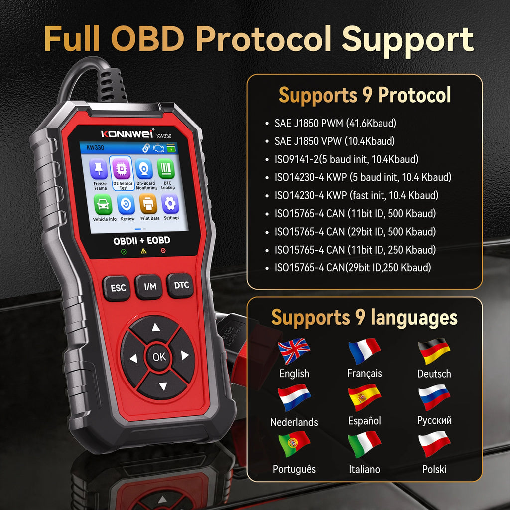 Konnwei Kw330 Car OBD2 Scanner Diagnostic Tool Professional Engine
