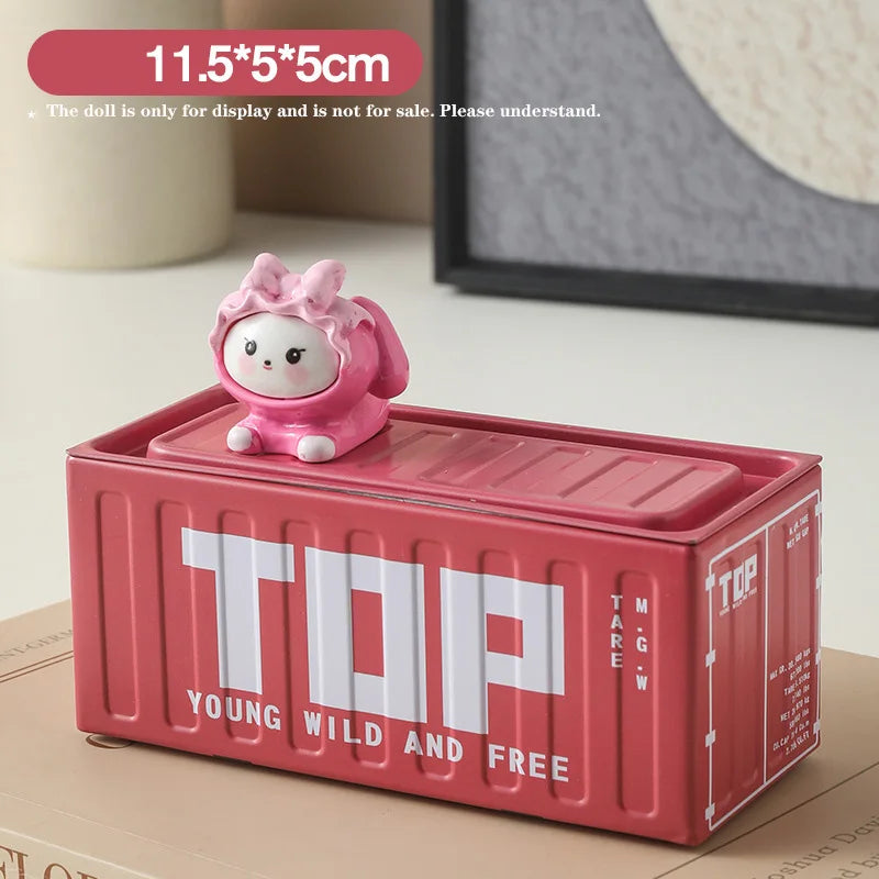 Mini Compact Iron Storage Container - Creative Desktop Organizer Desk Organizer Metal Box for Rings Chargers Pens Coins Jewelry
