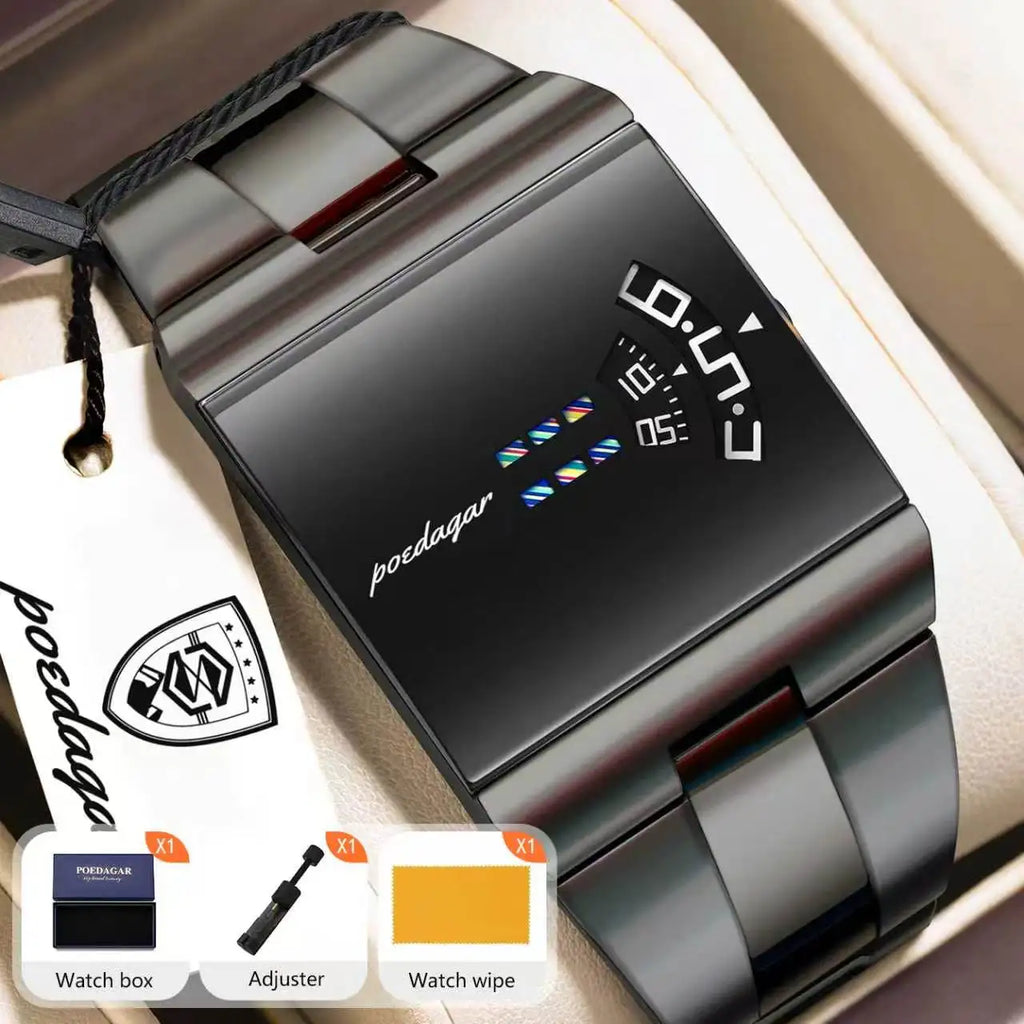 POEDAGAR Fashion Original Men Clock Waterproof Stainless Steel Creative