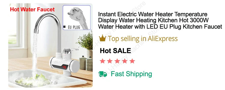 220V 6000W Instant Tankless Electric Hot Water Heater Bathroom Kitchen Instant Heating Tap Demand Water Heater with LCD Display