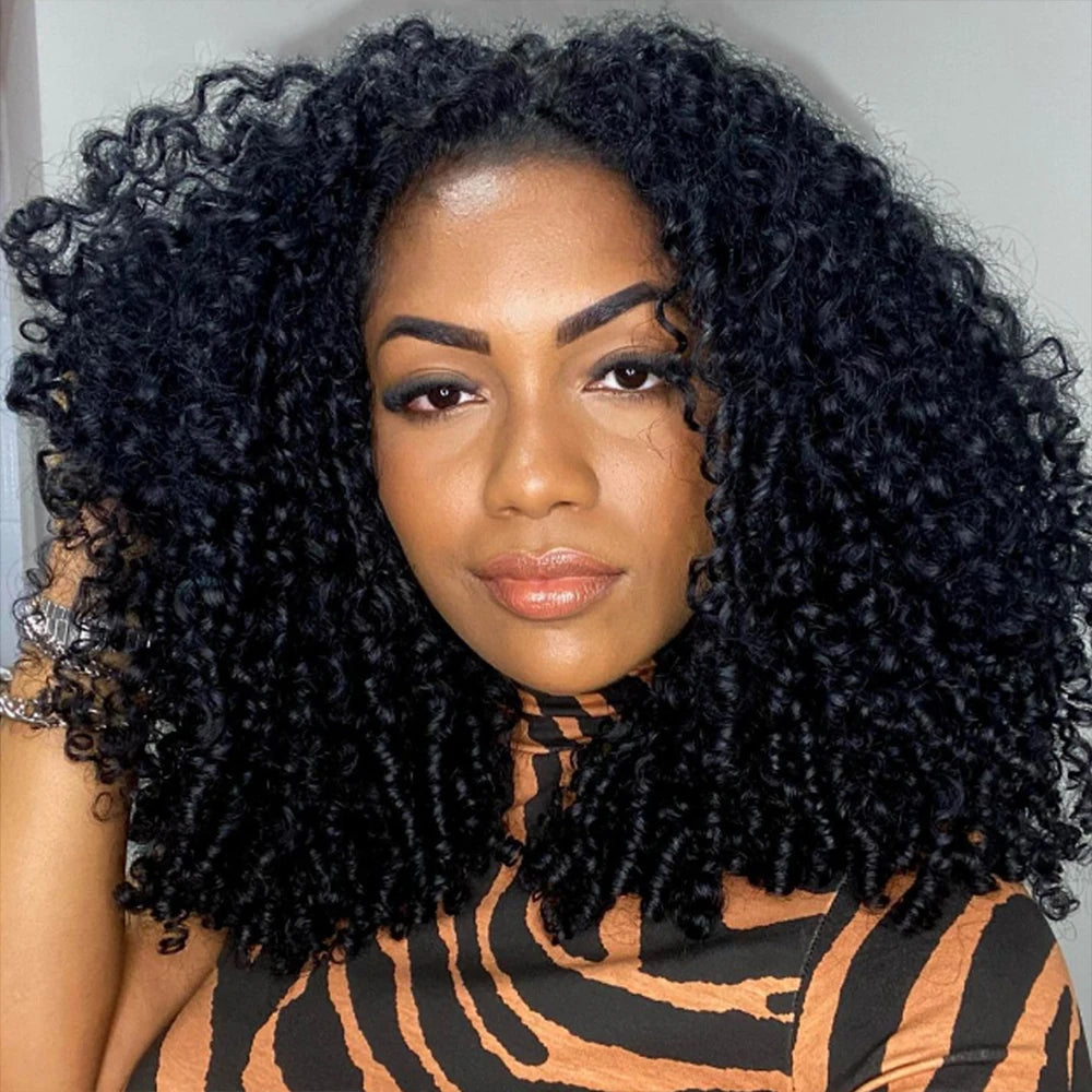 Bouncy Burmese Pixie Curly Human Hair Bundles with Closure