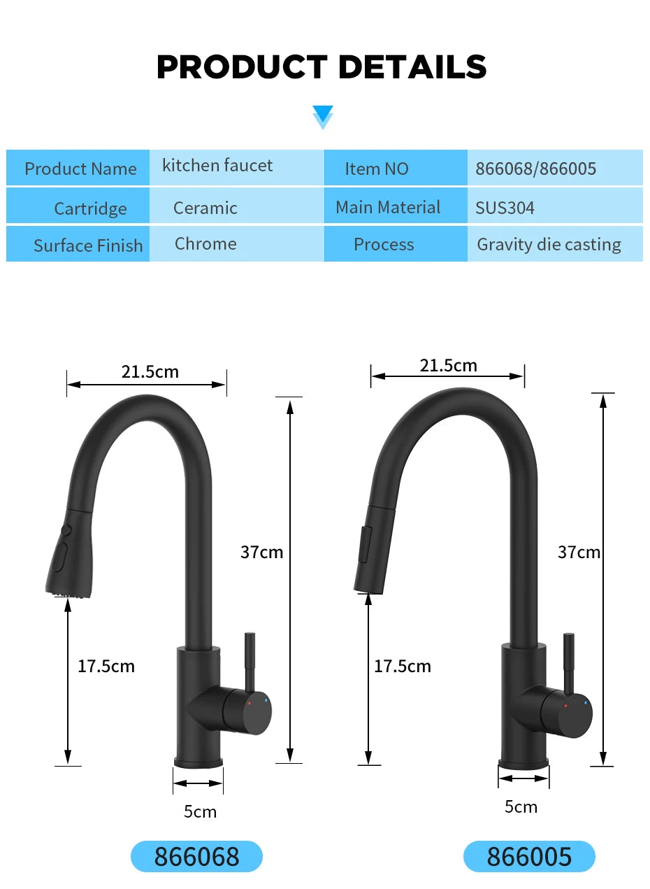Brushed Nickel Kitchen Faucet Single Hole Pull Out Spout Kitchen Sink Mixer Tap Stream Sprayer Head Chrome/Black Mixer Tap866068