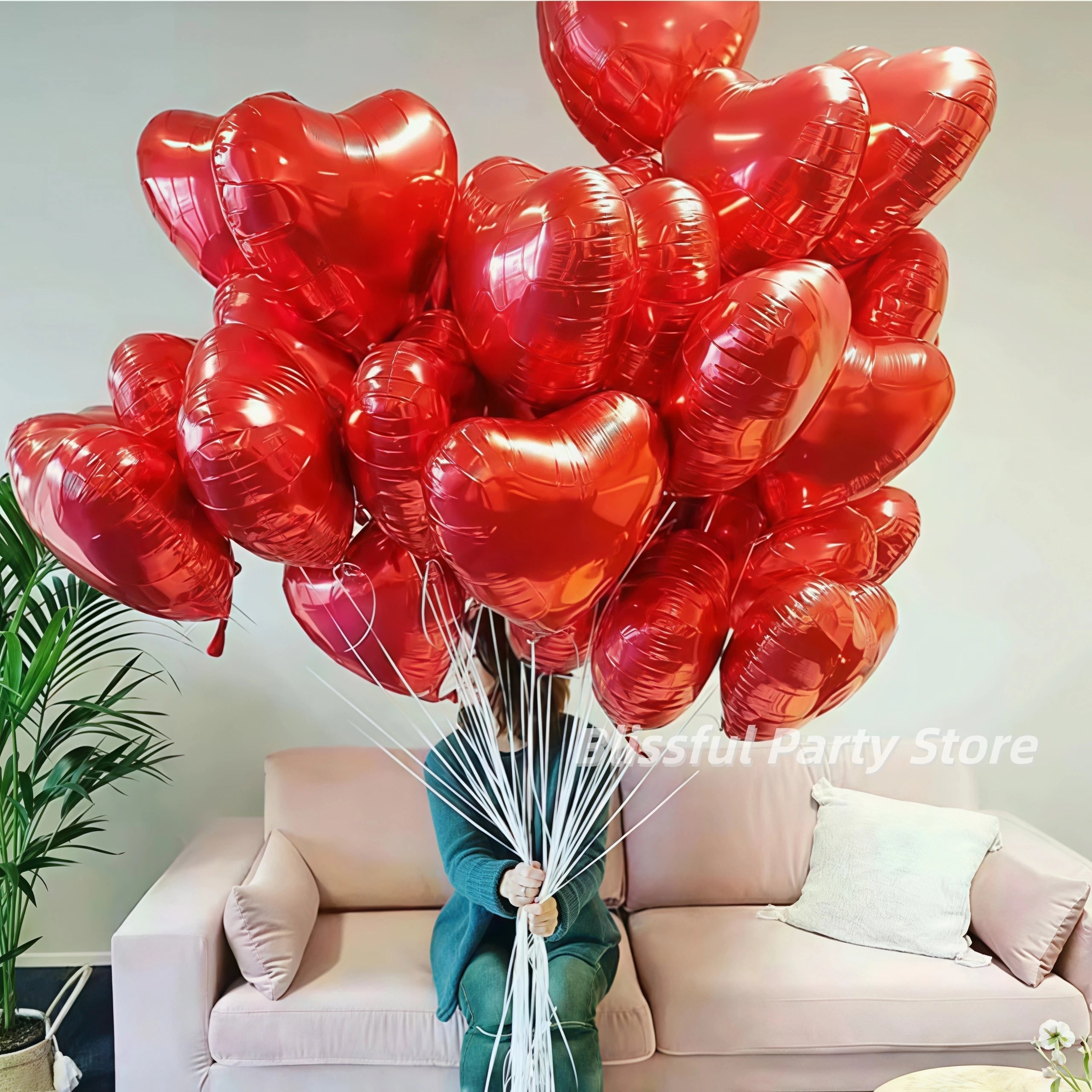 50pcs 5/10/18inch Foil Red Heart Balloons Valentine's Day Romantic Atmosphere Scene Decor Birthday Anniversary Background Globos