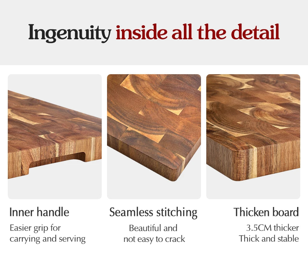 HEZHEN Acacia Wood Splicing Cutting Board End Grain Kitchen Double Sided Chopping Board used as a Pallet