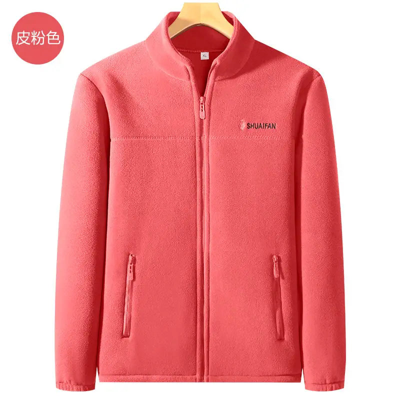 Women Thickened Fleece Winter Jacket Embroidery Zipper Thermal Plush Polar Fleece High Collar Cardigan Coats Outdoor Sweatshirt
