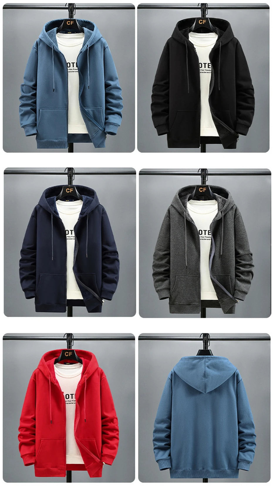 2024 Men Zip Oversized Hoodie Plus Sized Fleece Hood Long Sleeve Top Male Sweatshirt Zipper Loose Baggy Big Size Plus Large 12XL