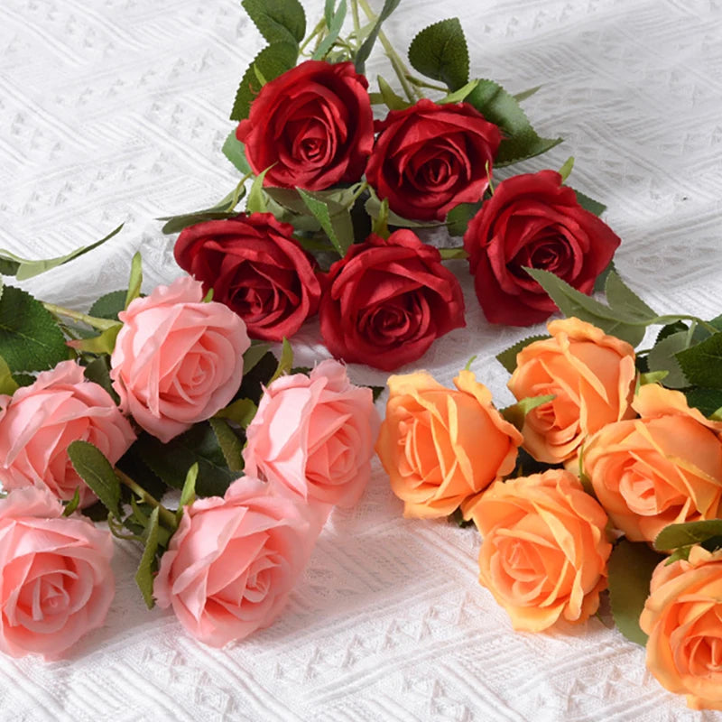 3/5/10/20pcs Silk Artificial Roses Flowers Bouquet Beautiful Fake Roses for Wedding Home Decor Fake Flowers Valentine's Day Gift
