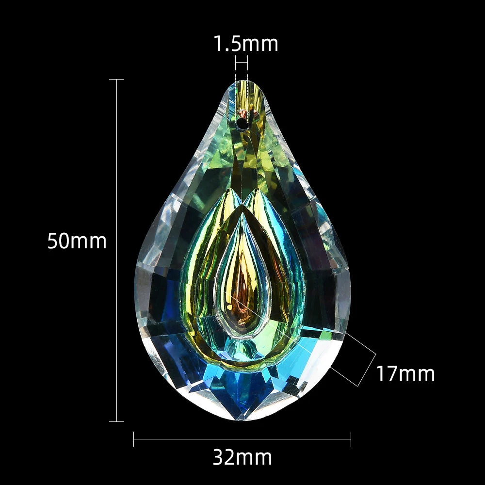 1Pc 50mm Glass Crystal Prism Suncatcher Rainbow Make Hanging Droplot Pendants For Window Ornament Chandelier Part DIY Home Decor