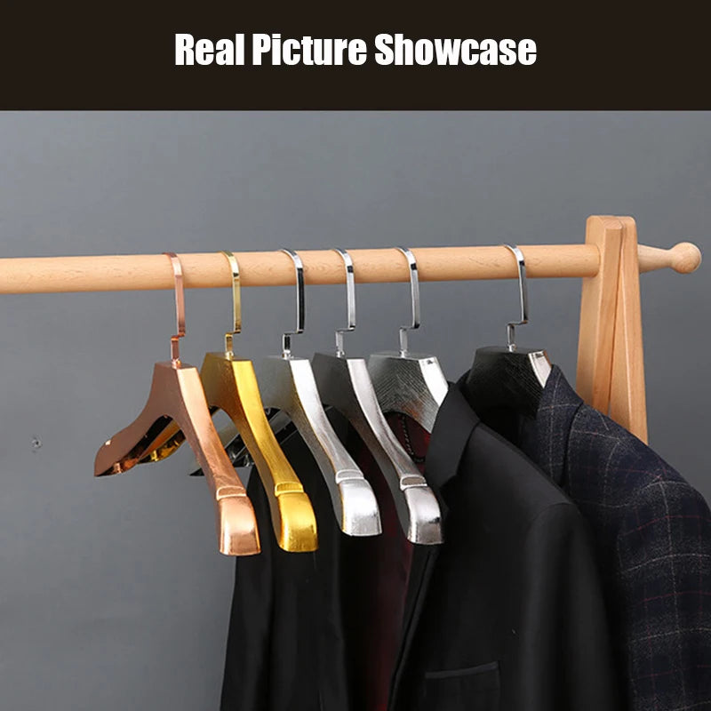 5PCS Gold Non-Slip Clothes Hanger,Adult Suit Hangers with 3CM Wide Shoulder,Closet Storage Rack for Coat T-Shirts Sweater Pants