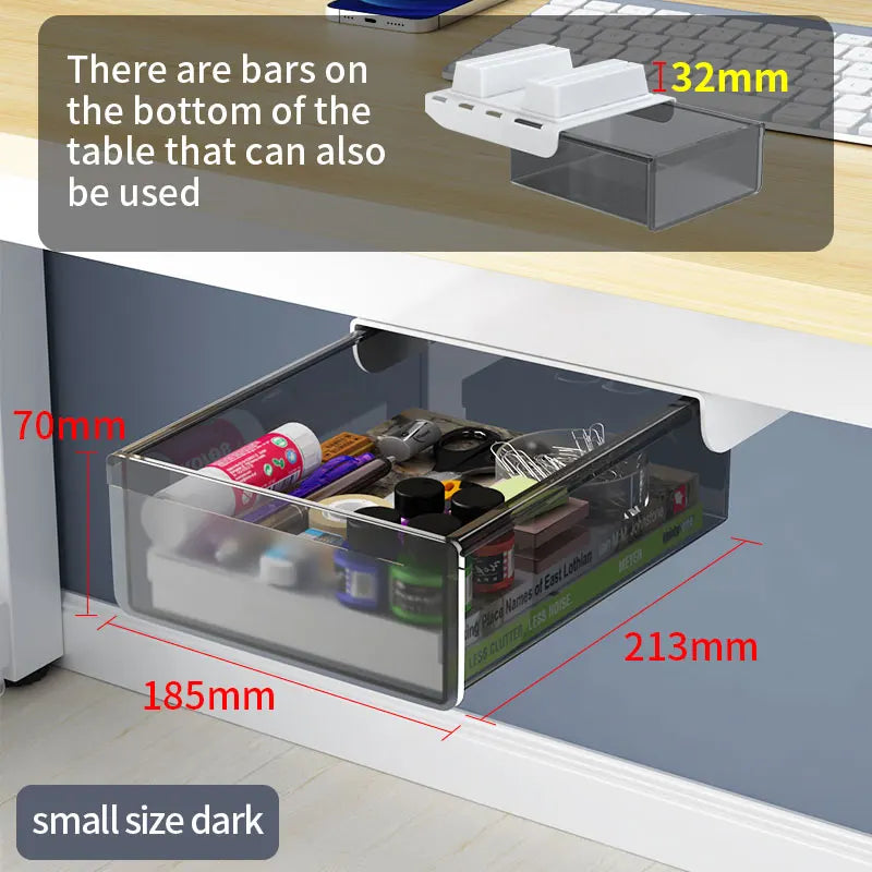 Black Under Desk Hidden Storage Drawer Organizer No Drill For Office Supplies Chargers And Stationery