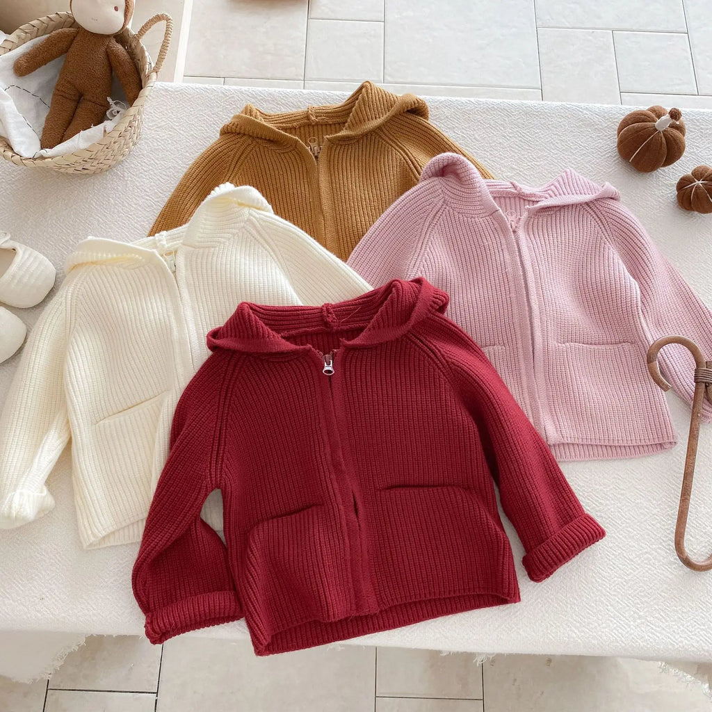 Autumn Baby Girls Hoodie Jacket Kids Sweater Long Sleeve Knitted Cardigan T-Shirt Children Tops Zipper Sweatshirt Child Coat