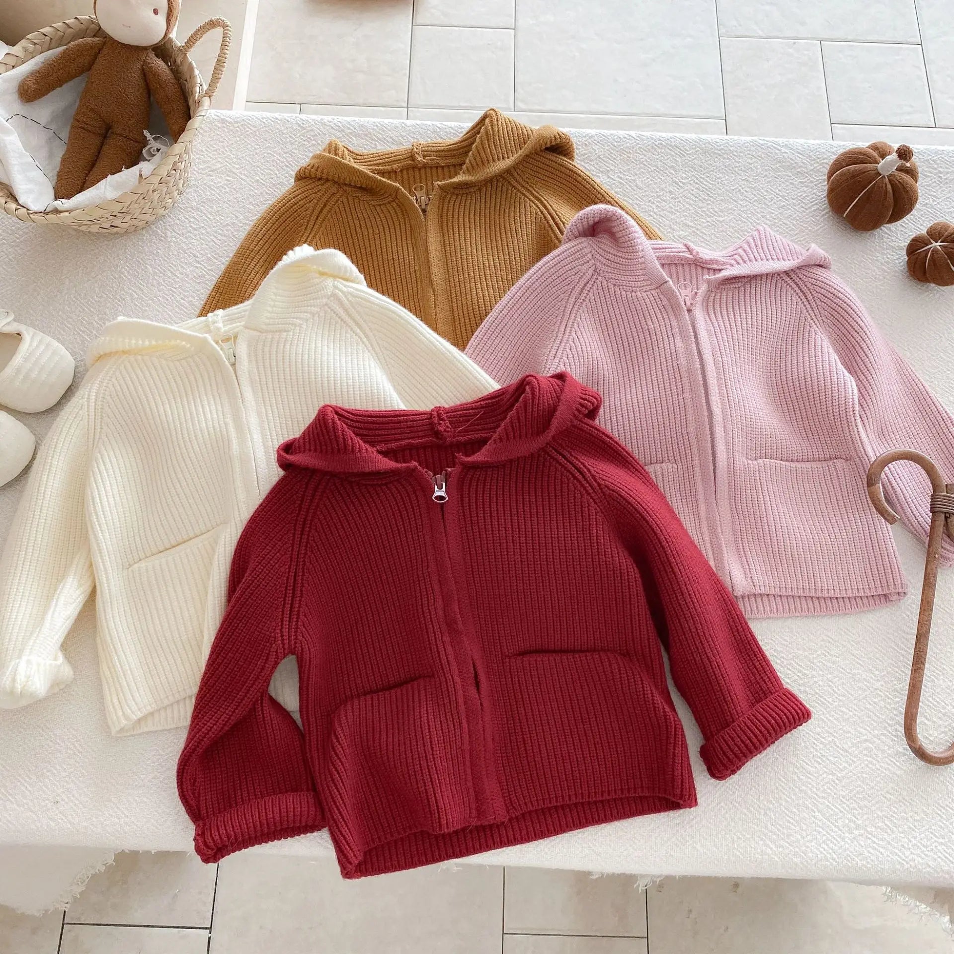 Autumn Baby Girls Hoodie Jacket Kids Sweater Long Sleeve Knitted Cardigan T-Shirt Children Tops Zipper Sweatshirt Child Coat