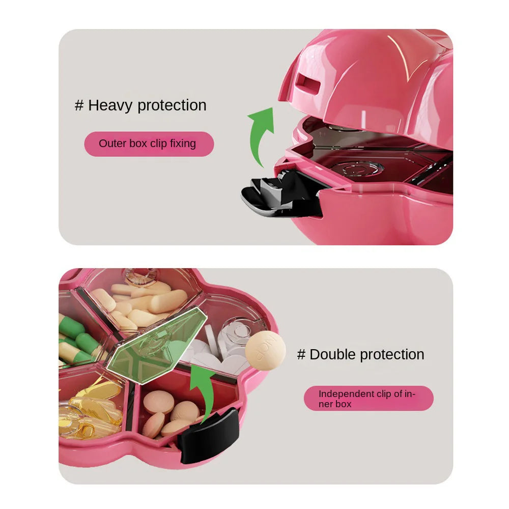 Cute Flowers Storage Box Pendant Dopamine with Dividers Jewelry Case Waterproof Plastic Medicine Box Travel
