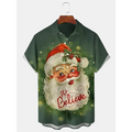 Vintage Funny Sweet Santa Claus Print Hawaiian Shirts For