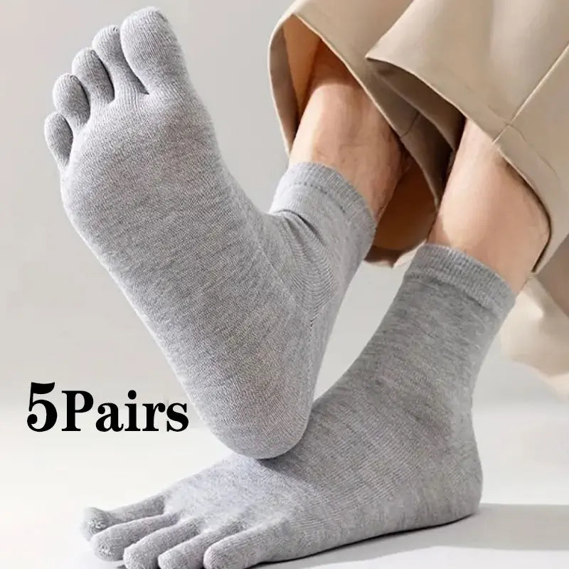 12/5/1pairs Five Finger Socks Pure color Sweat Absorbing Mid Tube Split Toe Socks Toes Socks Sports Tab Socks for Men and Women