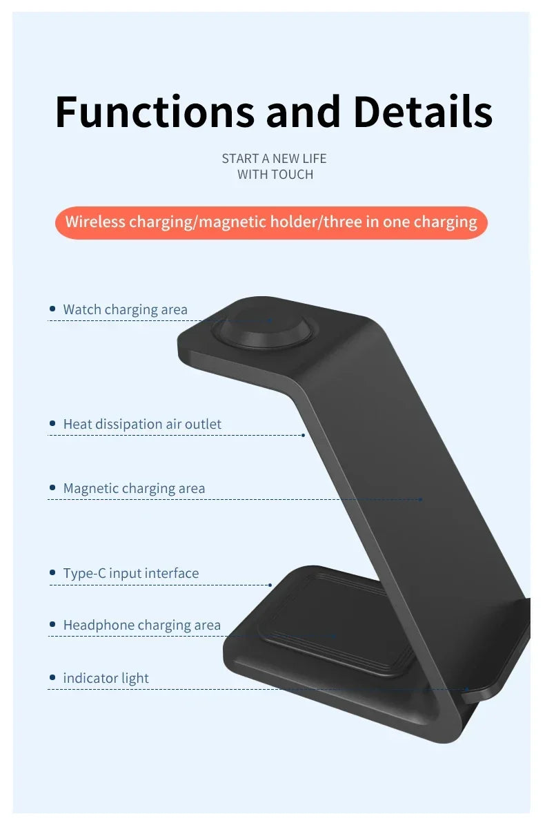 3 in 1 30W Travel Wireless Charger For Samsung Galaxy S23 S22 Watch 6 pro/5/4/3 Active 1 2 Buds Pro Plus Fast Charging Station