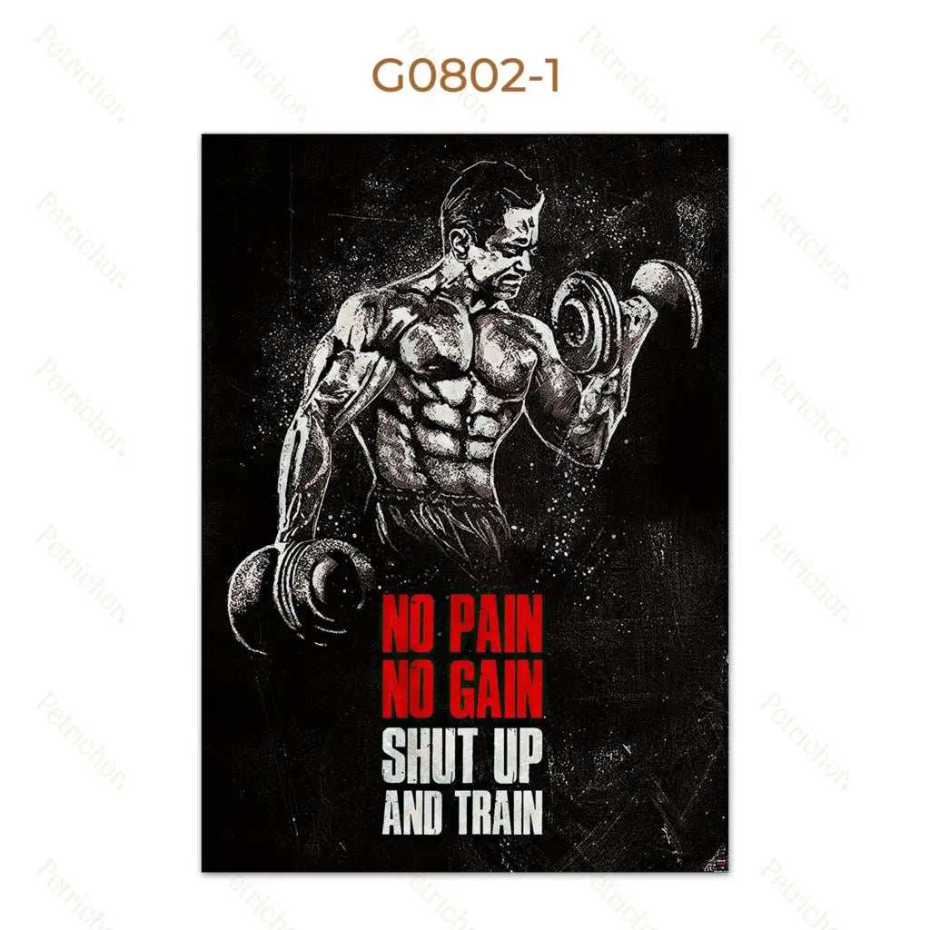 Muscle Motivation Inspirational Quotes Bodybuilding Wall Art Canvas Painting Posters Picture For Gym Fitness Office Home Decor