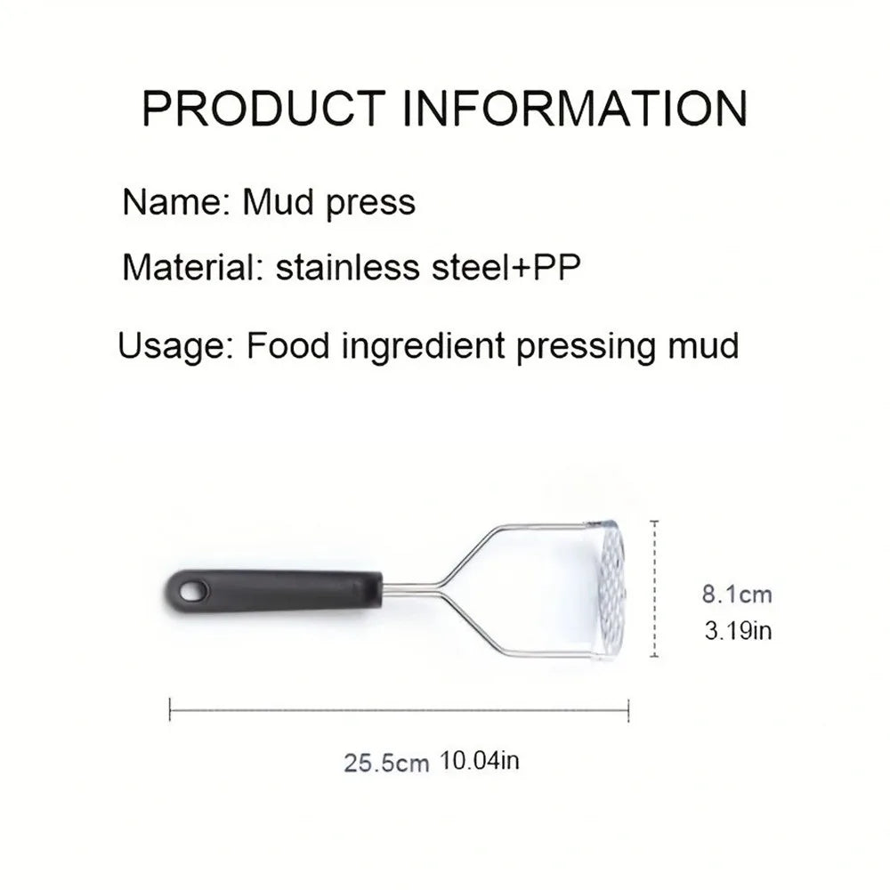 Stainless Steel Potato Masher Manual Fruit Vegetable Pressure Mud Machine Kitchen Children Food Crusher Complementary Gadget