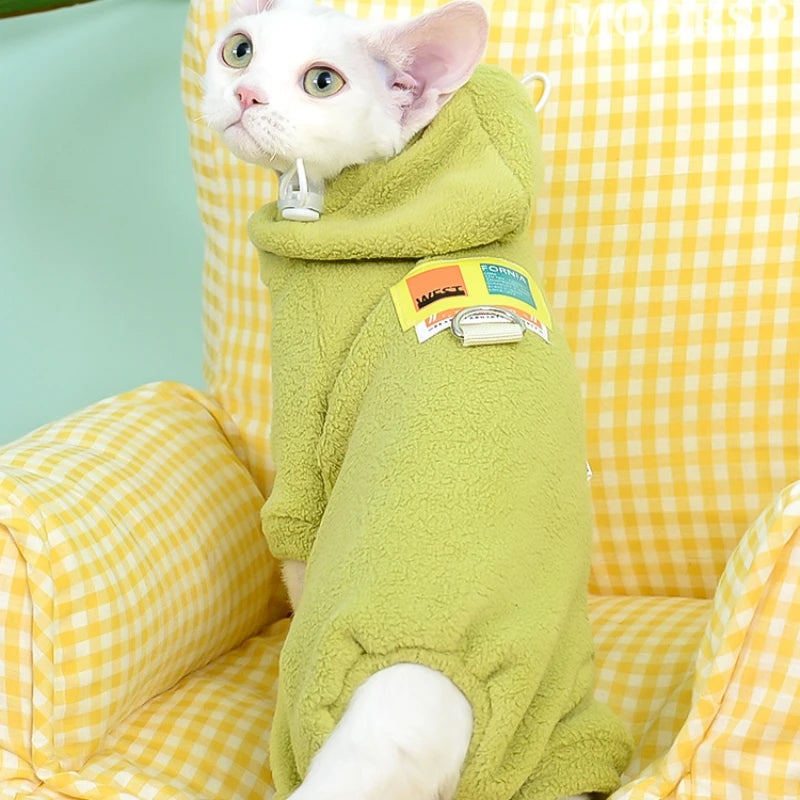 Hooded Fleece Sweater for Sphynx Cats