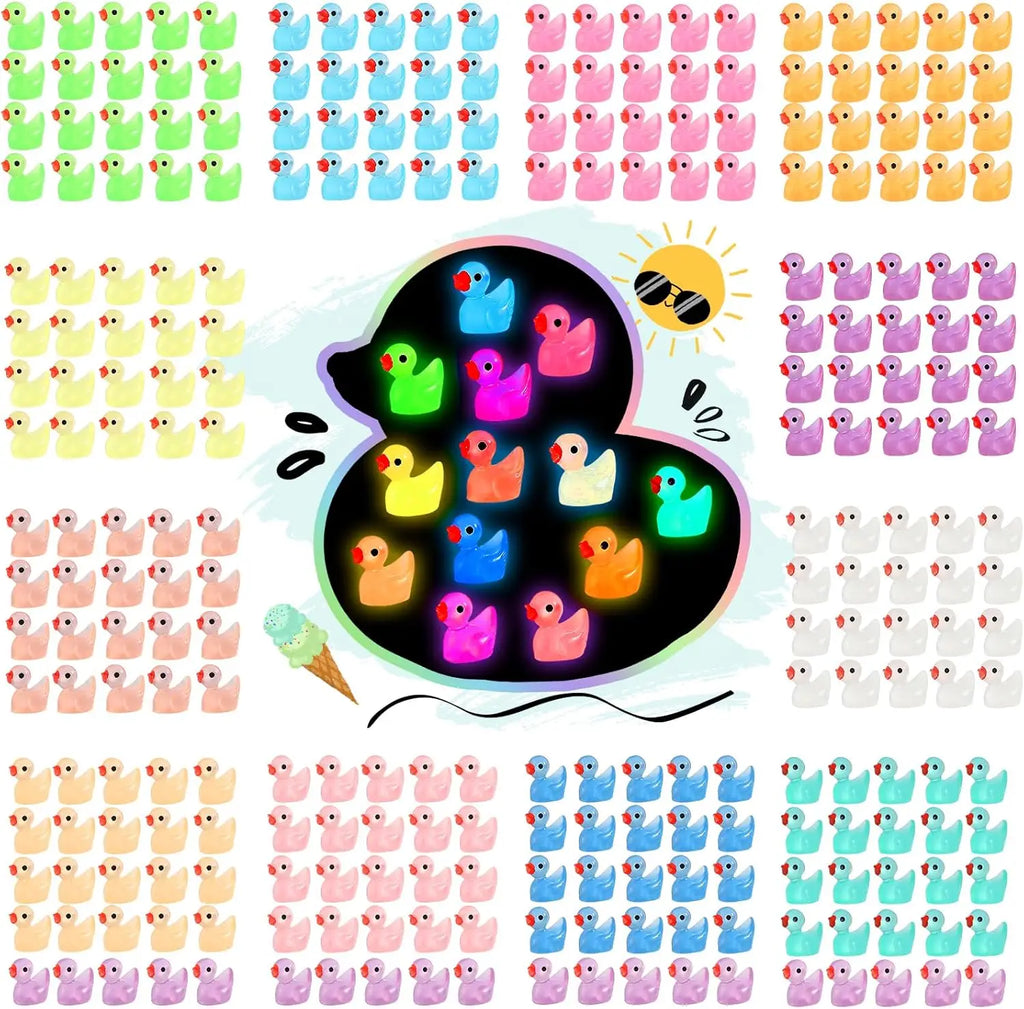 100/200PCS Luminous Mini Ducks Moss Microlandscape Miniature Duck Figurines Fairy Garden Accessories Home Decor Glow in The Dark