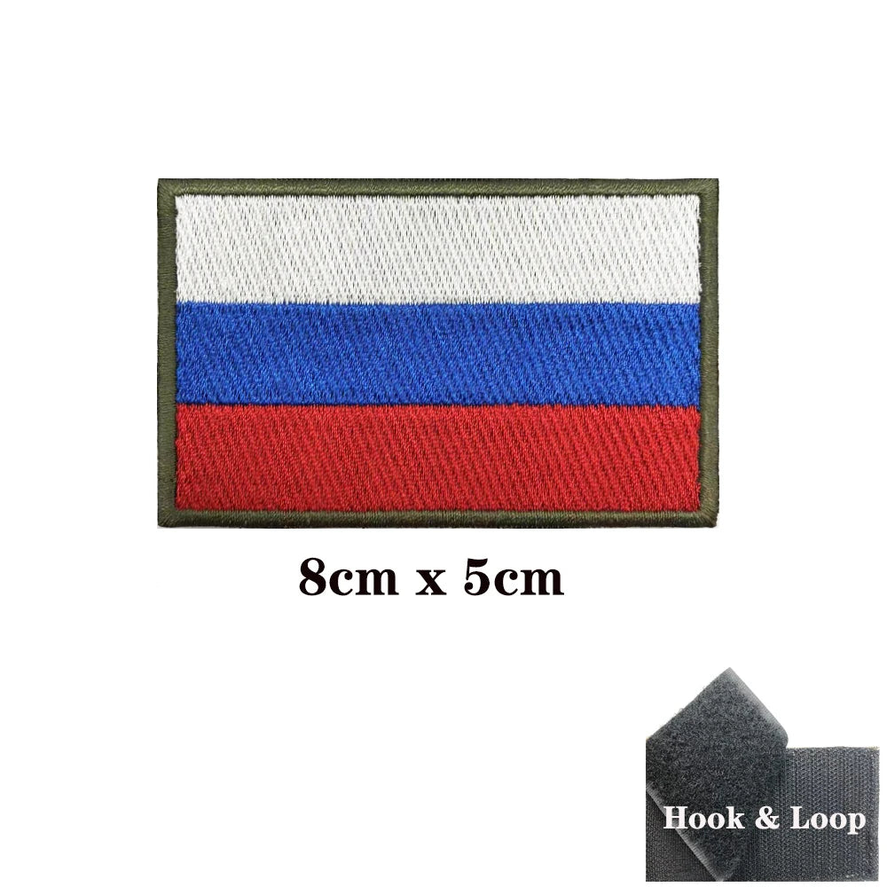 1PC Russian Flag Russia Armband Embroidered Patch Hook Loop Or Iron On Embroidery  Badge Cloth Military Moral Stripe