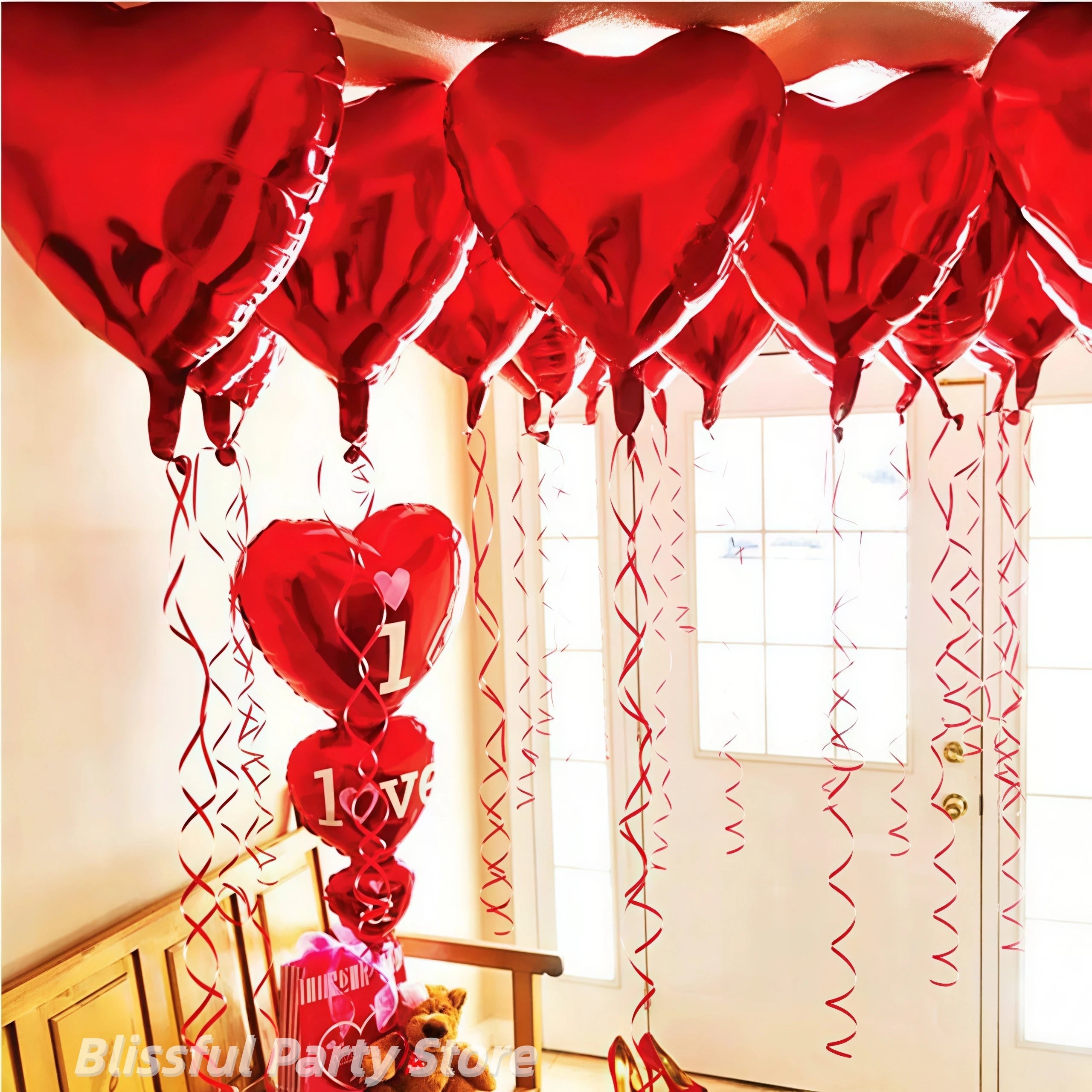 50pcs 5/10/18inch Foil Red Heart Balloons Valentine's Day Romantic Atmosphere Scene Decor Birthday Anniversary Background Globos