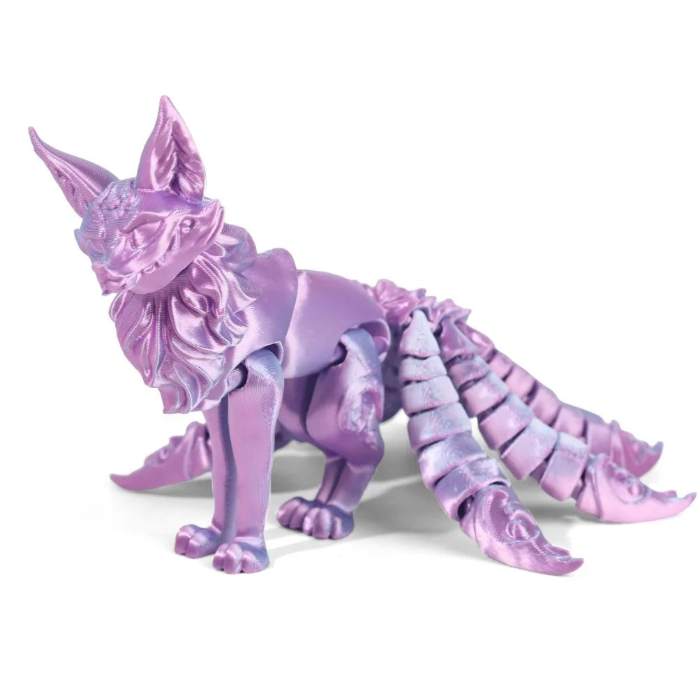 PLA 3D Printed Fox Model Multi-jointed Movable Fine-tailed Fox Doll Multicolor Articulated Animal Figurine Desktop Decoration