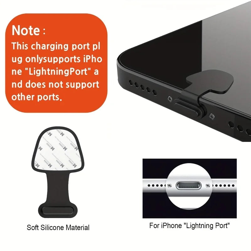 2/4PCS Silicone Dust-Proof Plug Tablet Black/Transparent Universal Charger Port Protector for iPhone & Type C Android Phones