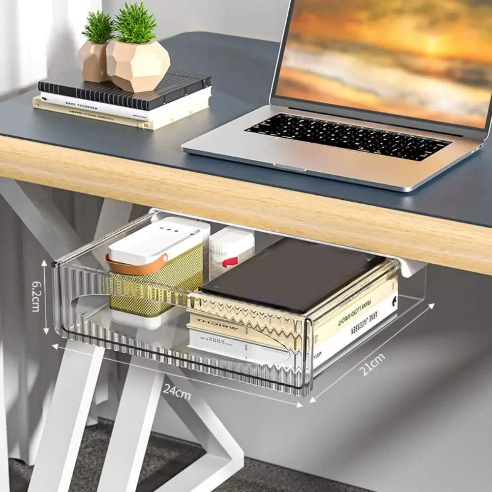 Drawer Storage Box Under Table Hidden Self-Adhesive Drawer Type Storage Cabinet Office Desk Organizing Large Capacity Drawer